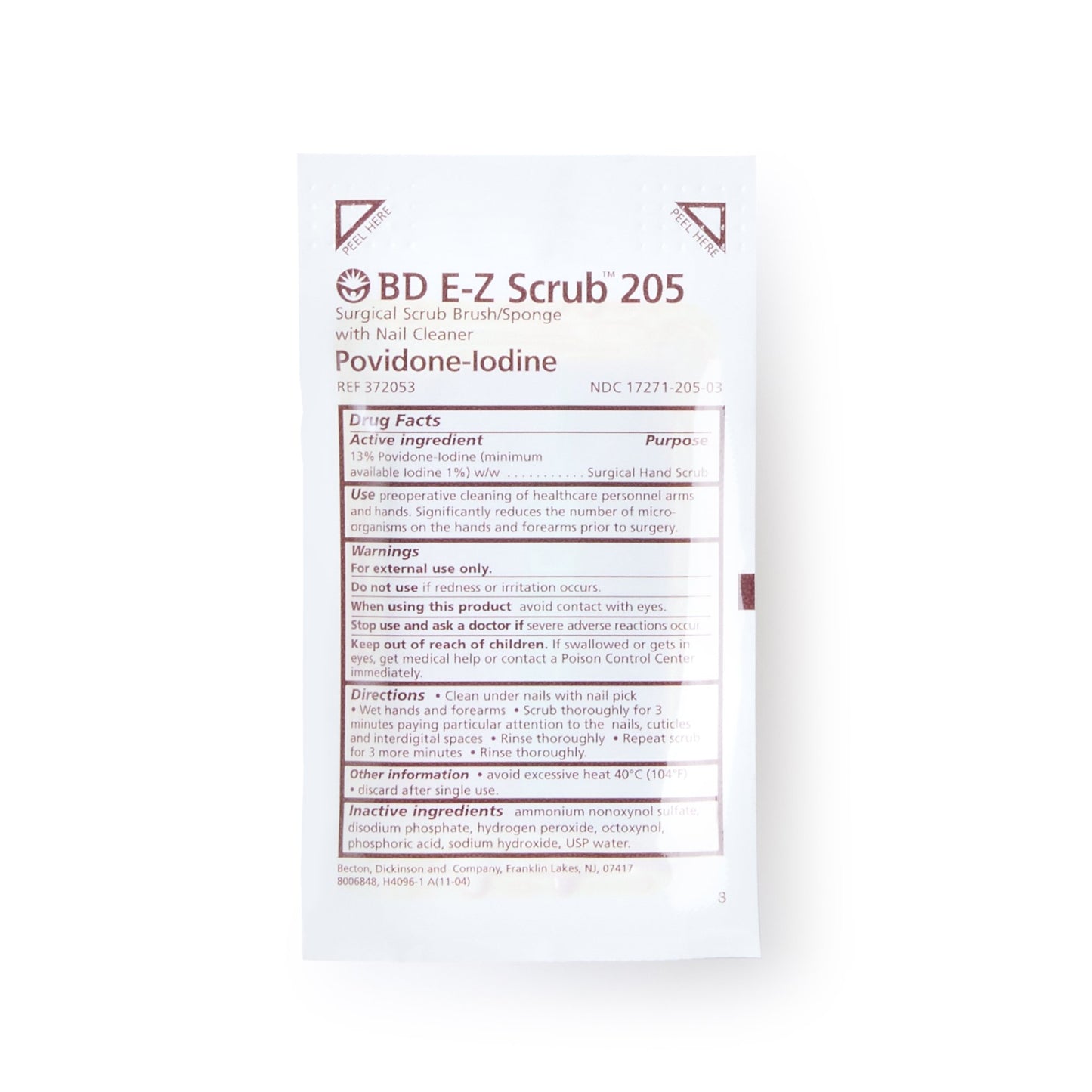 E-Z Scrub™ Povidone Iodine Impregnated Brush, Brown 372053