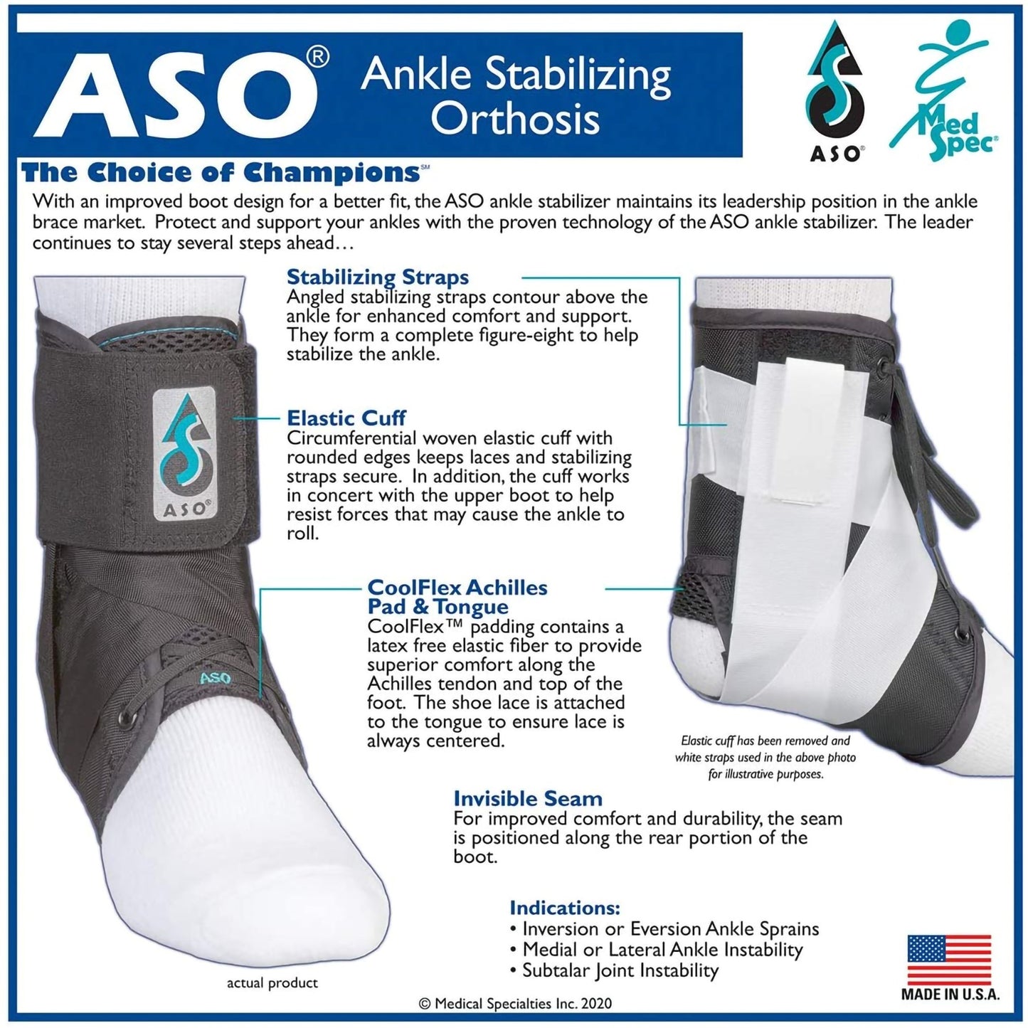 ASO® Speed Lacer Ankle Brace, Medium 223614