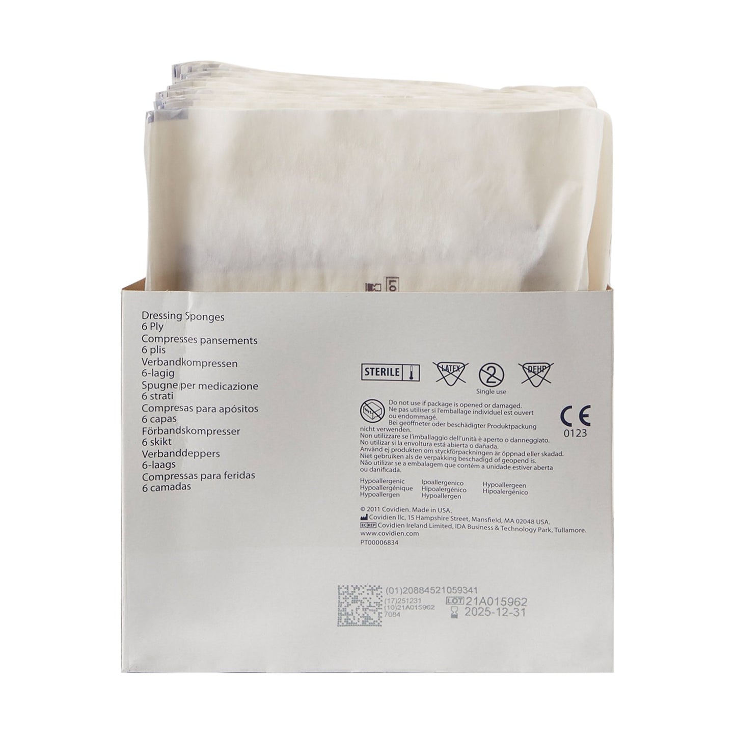 Curity™ Sterile Nonwoven Sponge, 4 x 4 Inch, 6-Ply 7084-