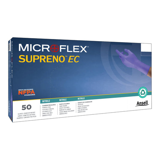 Exam Glove Supreno® EC 2X-Large NonSterile Nitrile Extended Cuff Length Textured Fingertips Blue Chemo Tested / Fentanyl Tested - SEC-375-XXL