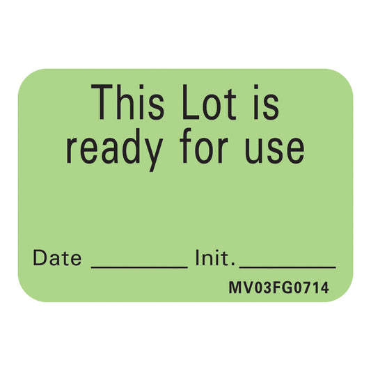MedVision® "This Lot is Ready for Use" Write-On Label, 1.438 x 1 Inch MV03FG0714