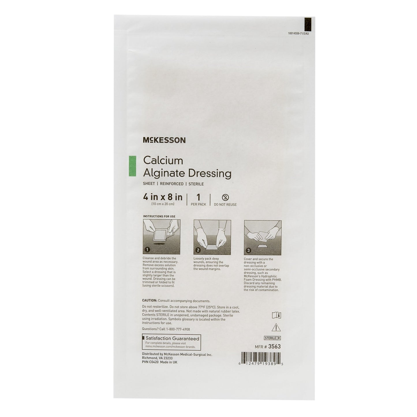 McKesson Alginate Dressing, 4 x 8 inch 3563