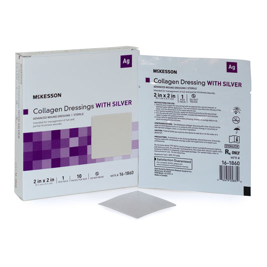 Silver Collagen Dressing McKesson 2 X 2 Inch Square Sterile - 16-1860