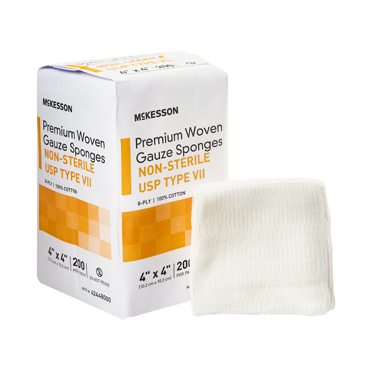 Gauze Sponge McKesson 4 X 4 Inch 8-Ply NonSterile 200 per Pack - 42448000