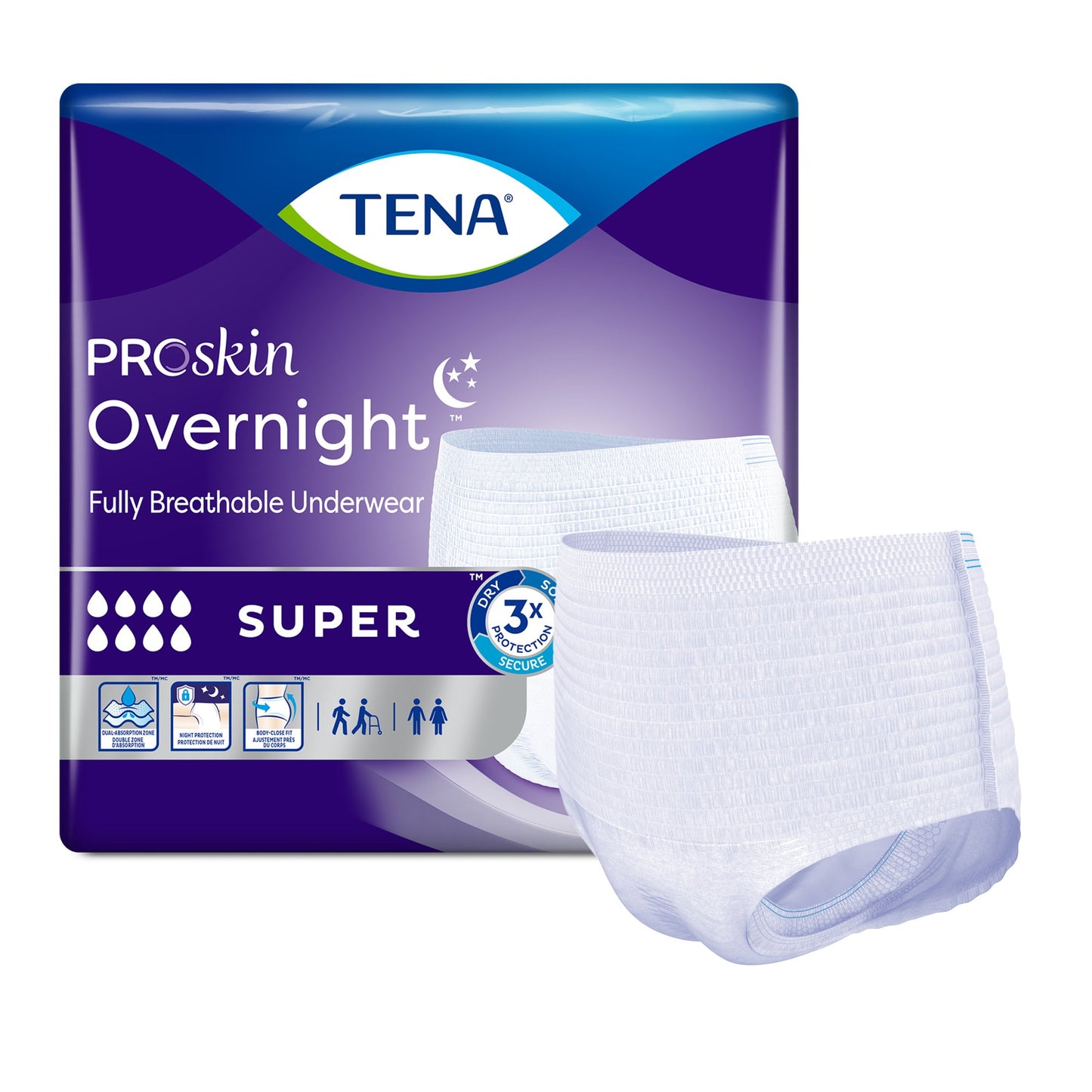 Tena® ProSkin Overnight™ Super Fully Breathable Underwear, Extra Large 72427