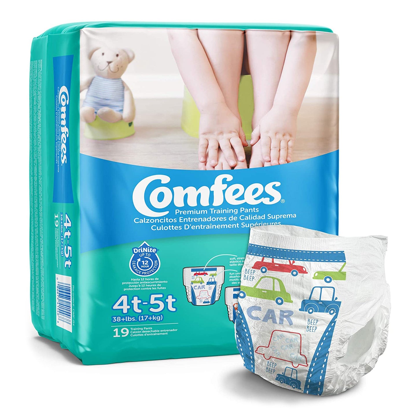 Male Toddler Training Pants Comfees® Pull On with Tear Away Seams Size 4T to 5T Disposable Moderate Absorbency - CMF-B4