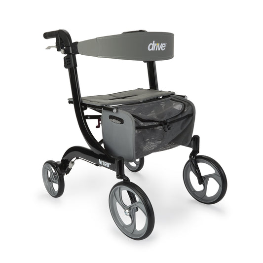 4 Wheel Rollator drive™ Nitro Black Adjustable Height / Folding Aluminum Frame - RTL10266BK