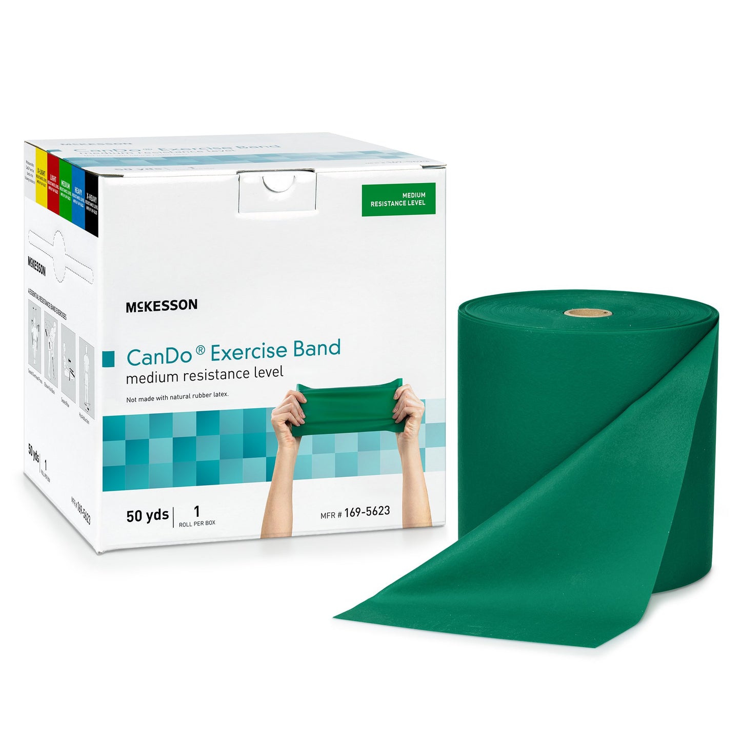 McKesson CanDo® Exercise Medium Resistance Band, Green, 5 Inch x 50 Yard 169-5623