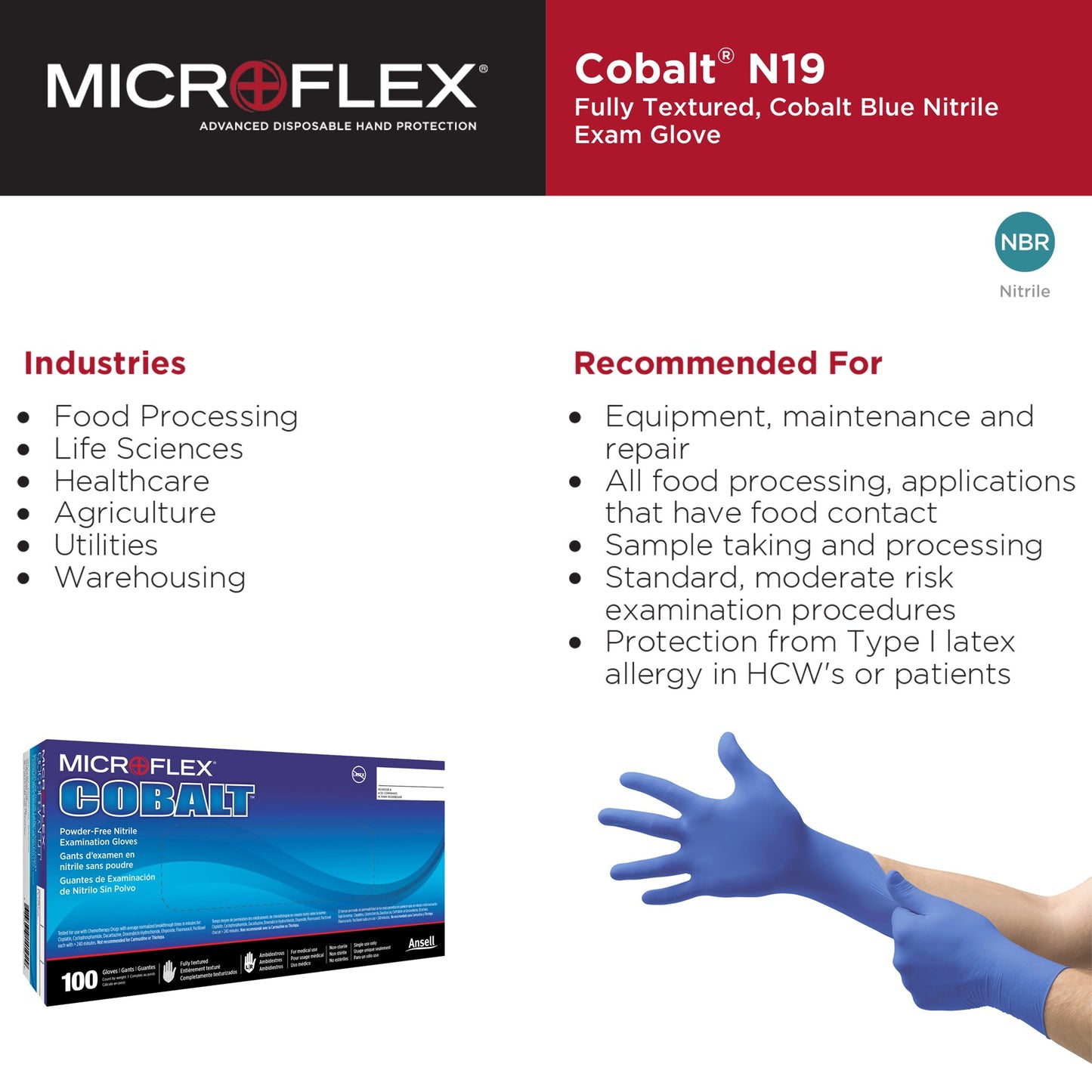 Microflex® Cobalt® Nitrile Exam Glove, Extra Large, Blue N194