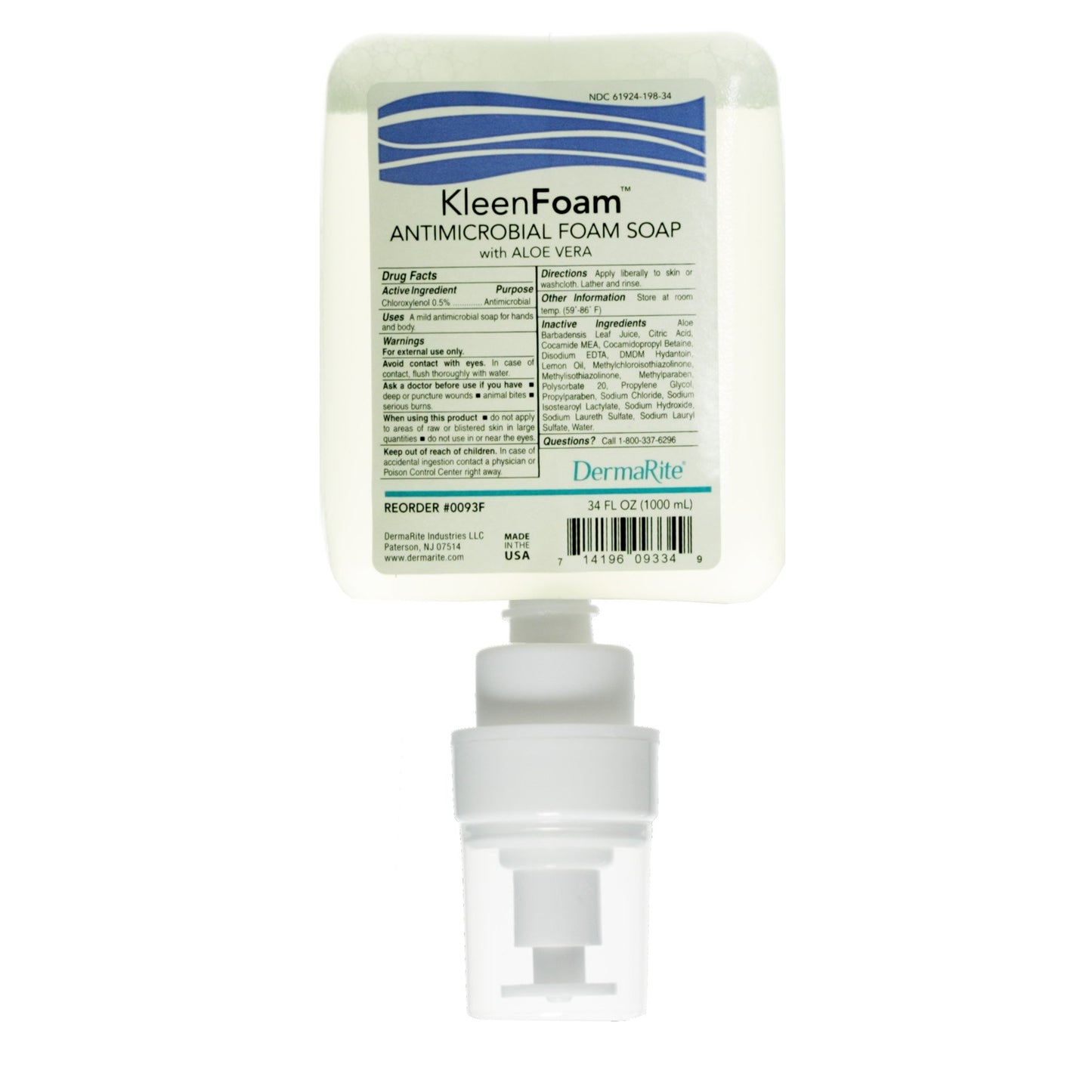 Antimicrobial Soap KleenFoam® Foaming 1,000 mL Dispenser Refill Bottle Unscented - 0093F