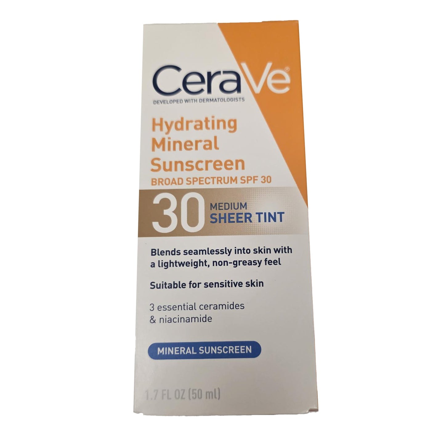 Sunscreen CeraVe® Hydrating Mineral Sunscreen Medium Sheer Tint SPF30 Lotion 1.7 oz. Tube 60600051231
