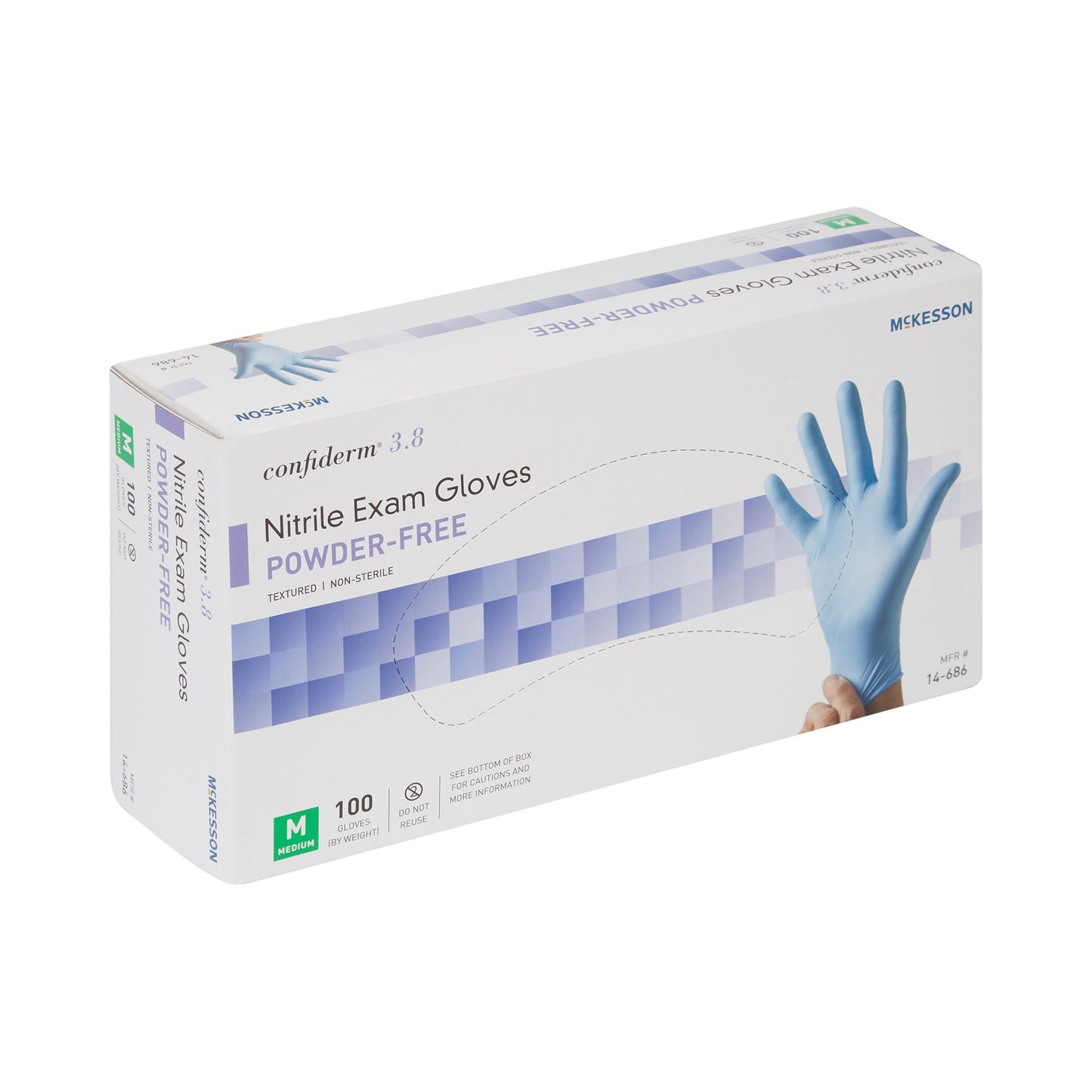 McKesson Confiderm® 3.8 Nitrile Exam Glove, Medium, Blue 14-686