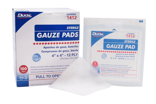 Dukal™ Sterile Gauze Sponge, 4 x 4 Inch, 12-Ply 1412