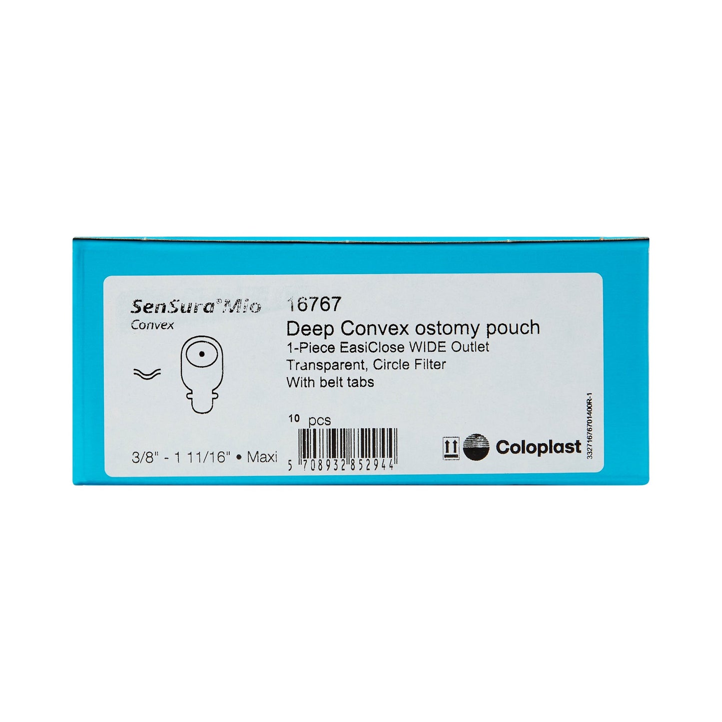 SenSura® Mio Convex One-Piece Drainable Transparent Filtered Ostomy Pouch, 11 Inch Length, 3/8 to 1-11/16 Inch Stoma 16767