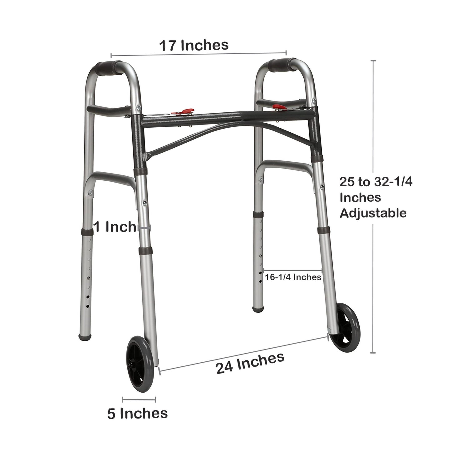 McKesson Aluminum Folding Walker, 25 – 32¼ Inch Height 146-10211-4