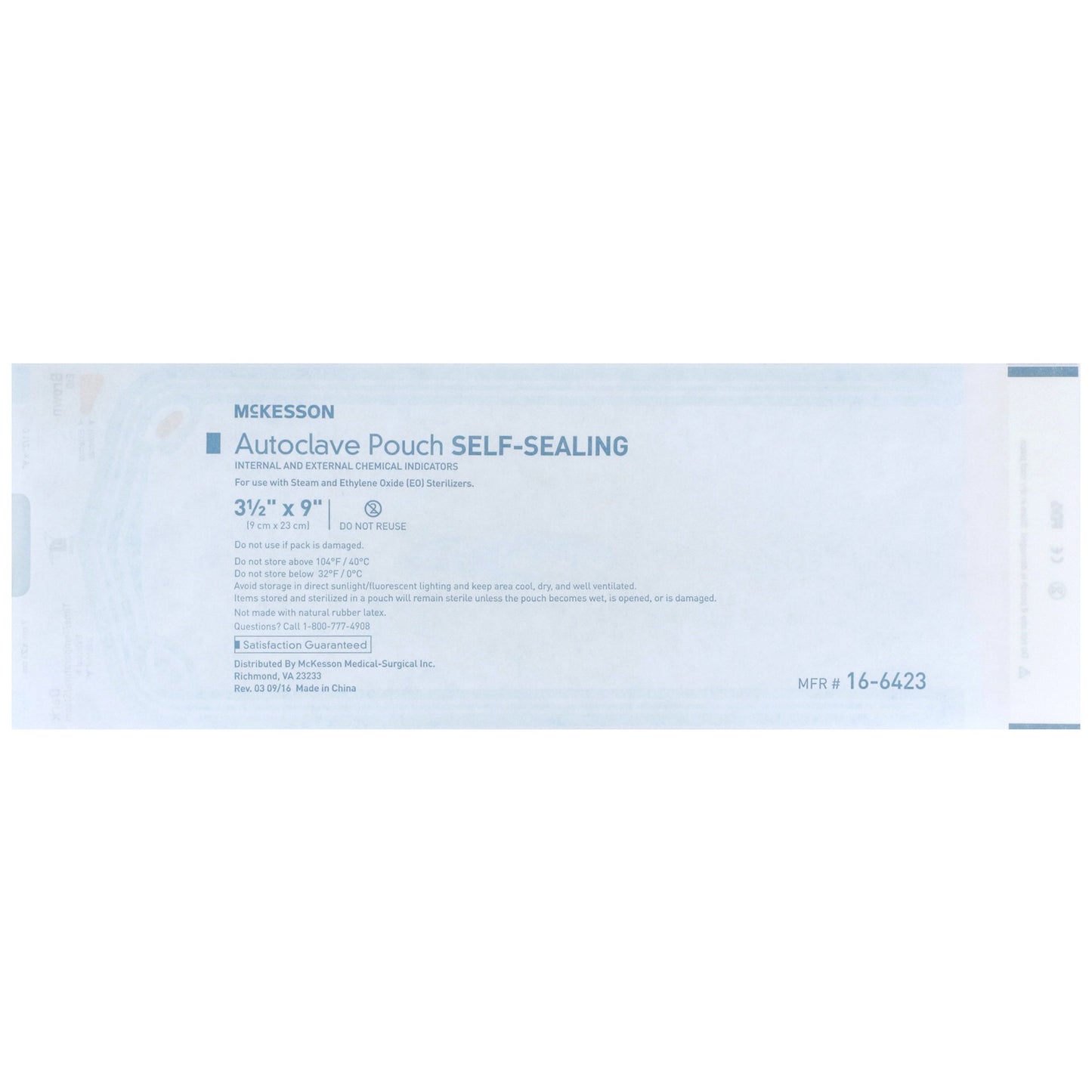 McKesson Sterilization Pouch, 3½ x 9 Inch 16-6423