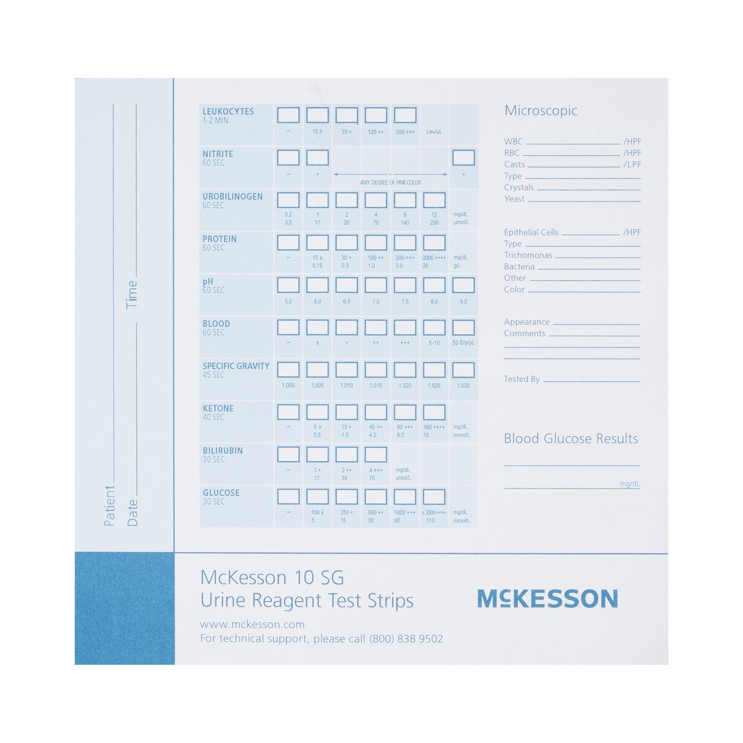 McKesson Consult™ Urine Reagent Test Strip Recording Pad 121-10SGPAD