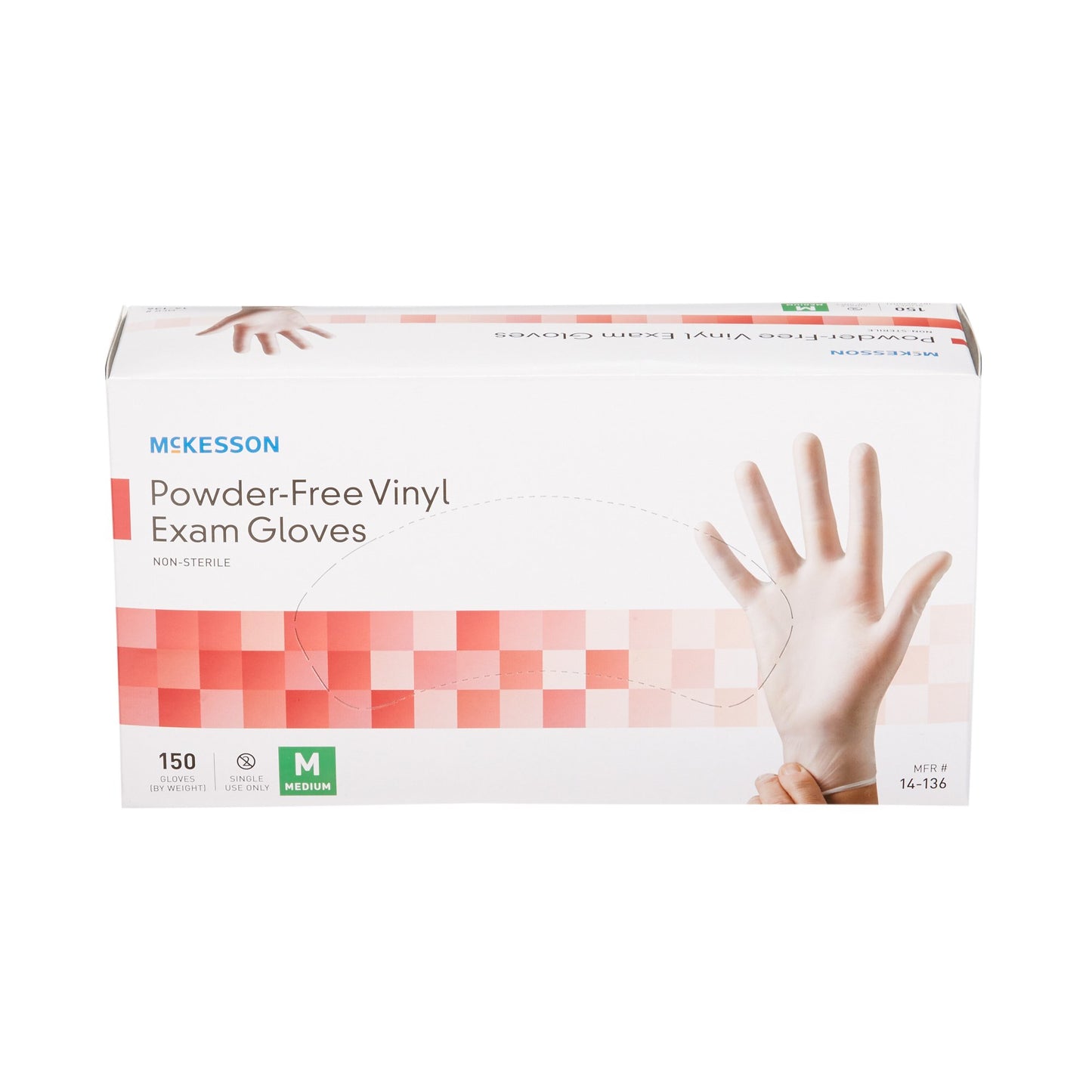 McKesson Vinyl Exam Glove, Medium, Clear 14-136