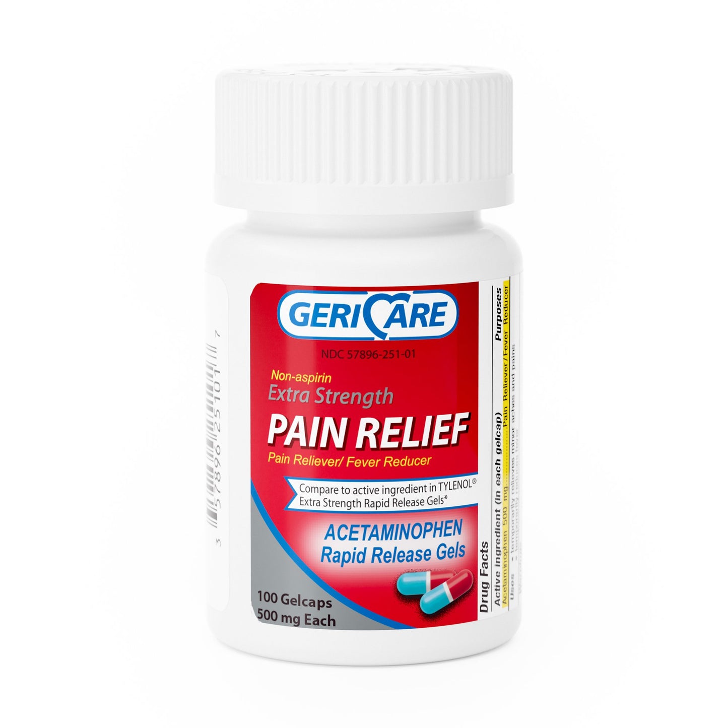 Pain Relief McKesson Brand 500 mg Strength Acetaminophen Gelcap 100 per Bottle - 251-01-GCP