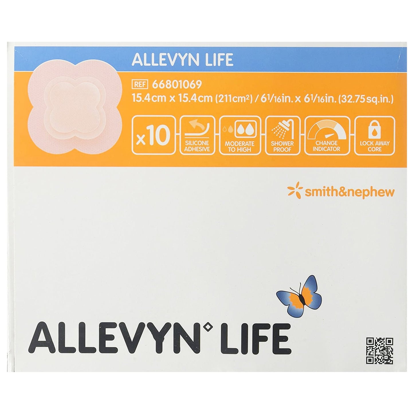 Allevyn Life Silicone Foam Dressing, 6 x 6 Inch Quadrilobe 66801069