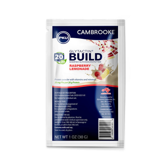 Oral Supplement Glytactin® BUILD 20/20 Raspberry Lemonade Flavor Powder 1.1 oz. Individual Packet - 35312