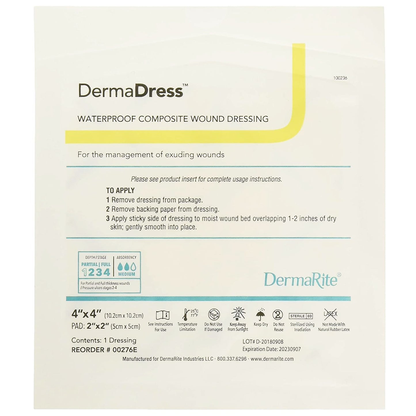 DermaDress™ Composite Dressing, 4 x 4 Inch 00276E