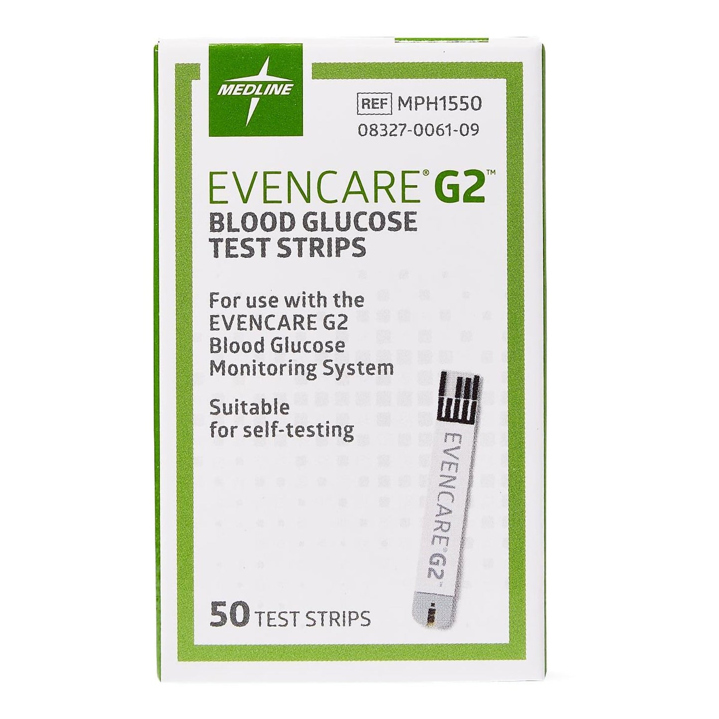 Blood Glucose Test Strips EvenCare® G2® 50 Strips per Pack MPH1550