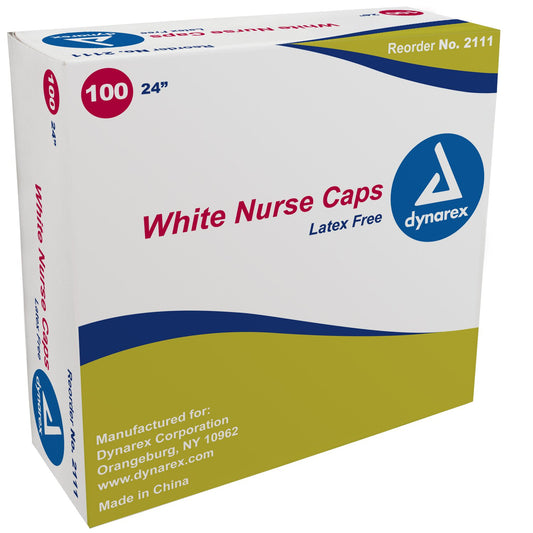 Bouffant Cap One Size Fits Most White Elastic Closure - 2111