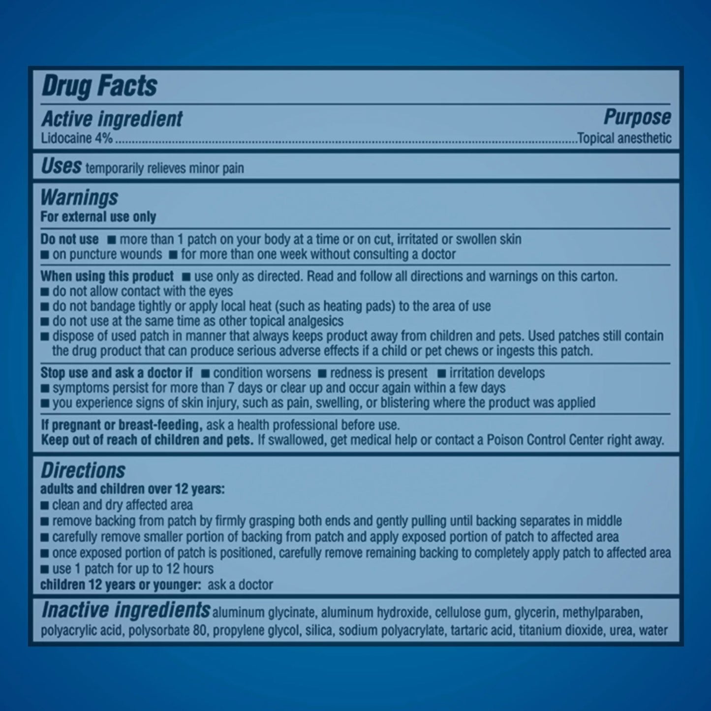 Aspercreme Lidocaine Pain Relief Patches XL 04116705842