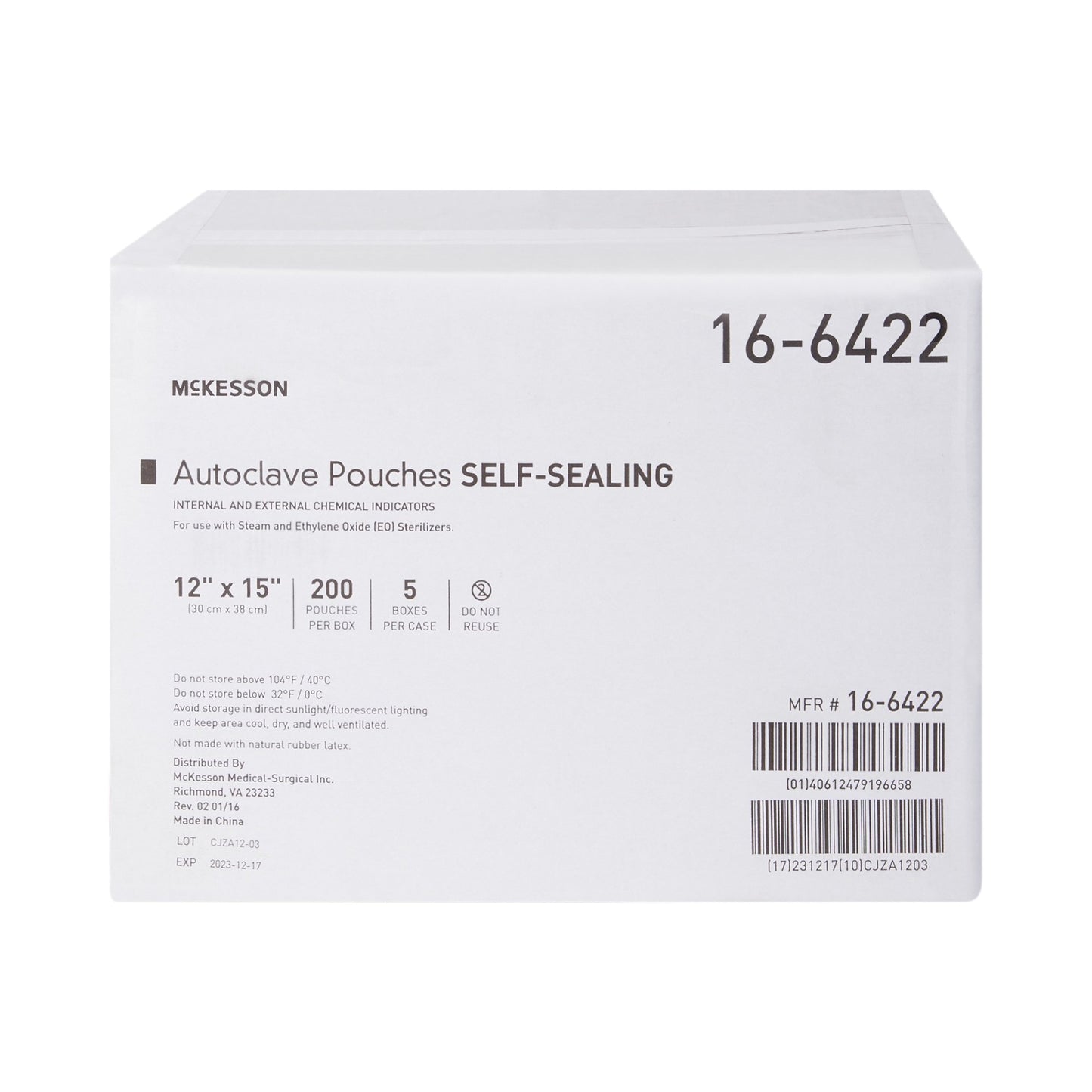 McKesson Sterilization Pouch, 12 x 15 Inch 16-6422
