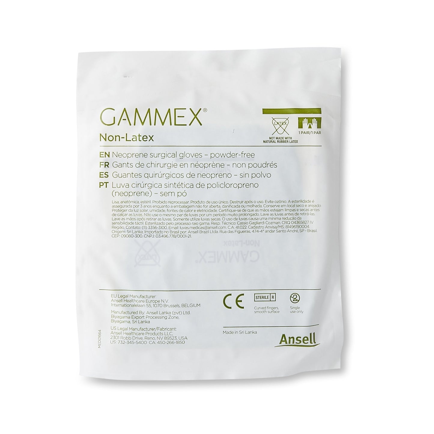 Gammex® Non-Latex Polyisoprene Surgical Glove, Size 6, Green 8512