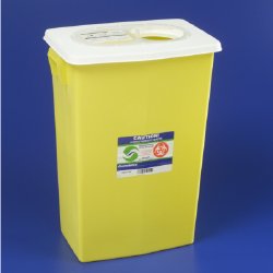 Chemotherapy Waste Container SharpSafety™ Yellow Base 26 H X 12-3/4 D X 18-1/4 W Inch Vertical Entry 18 Gallon - 8939PG2