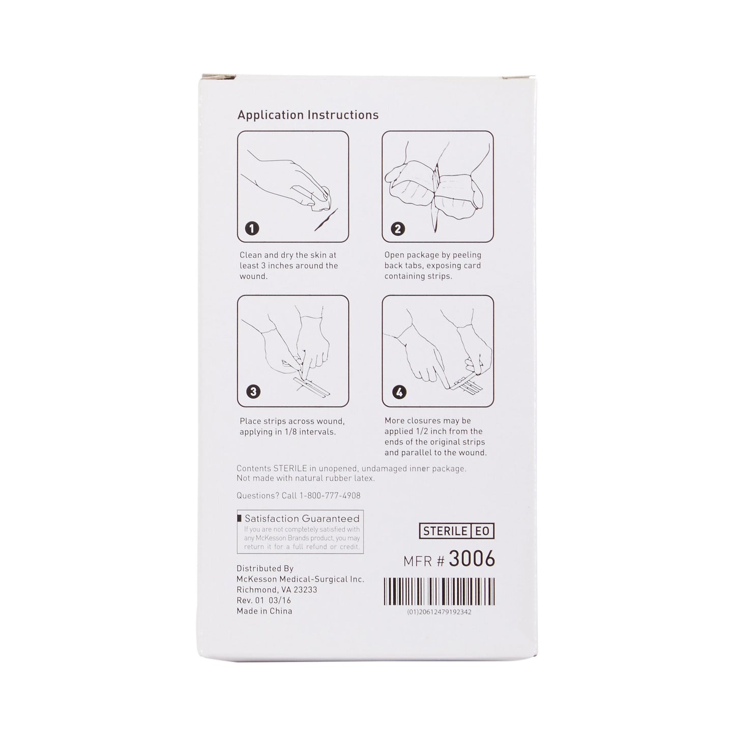 McKesson Skin Closure Strip, 1/8 X 3 Inches 3006