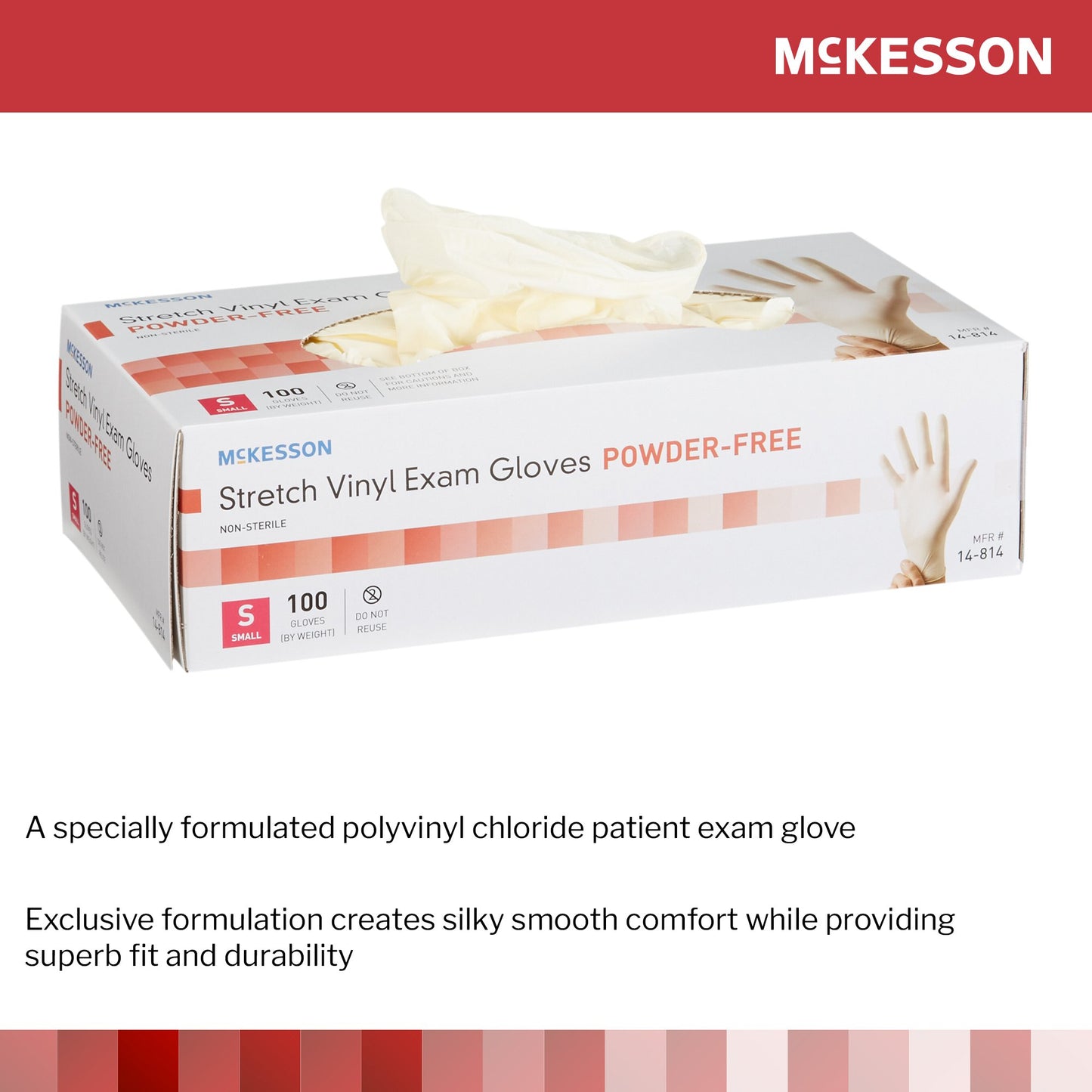 McKesson Stretch Vinyl Exam Glove, Small, Ivory 14-814