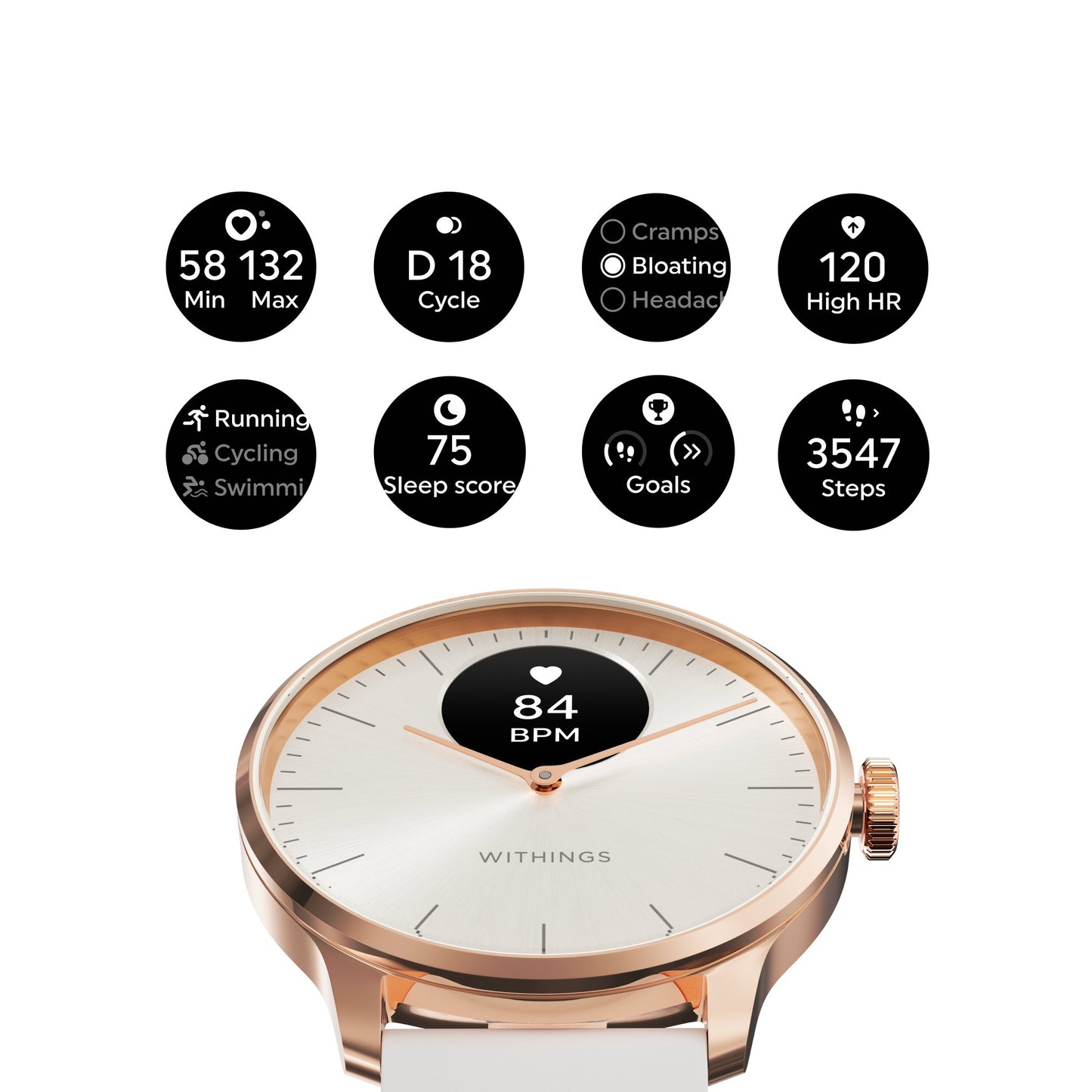 Withings ScanWatch Light Smart Watch, 37mm, Sand HWA11-MODEL 1-ALL-INT