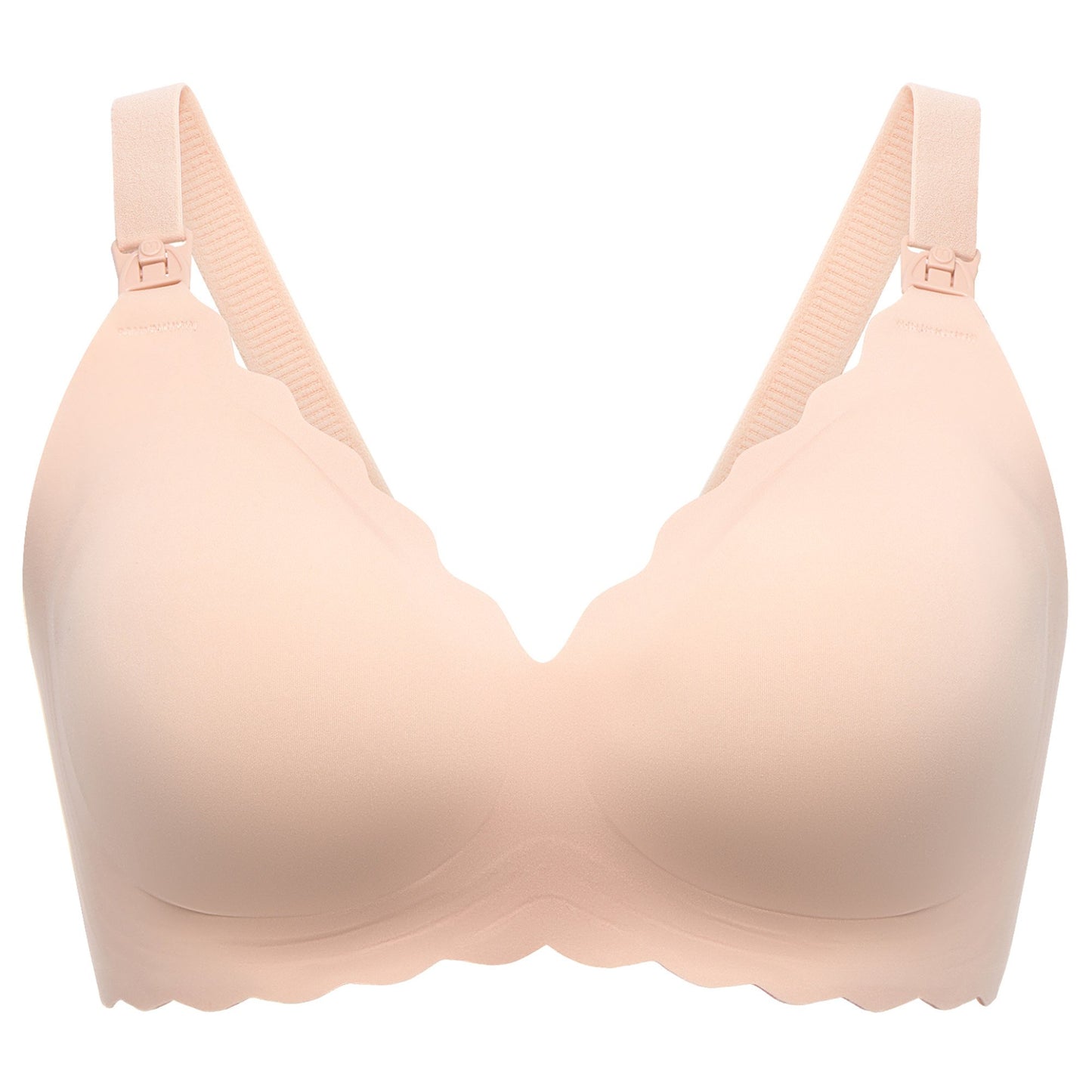 Nursing Bra Momcozy Jelly Strip 36 to 38 Inch Chest Large Beige Back Hook and Eye Closure Adjustable Shoulder Strap FB046-SK100L-A