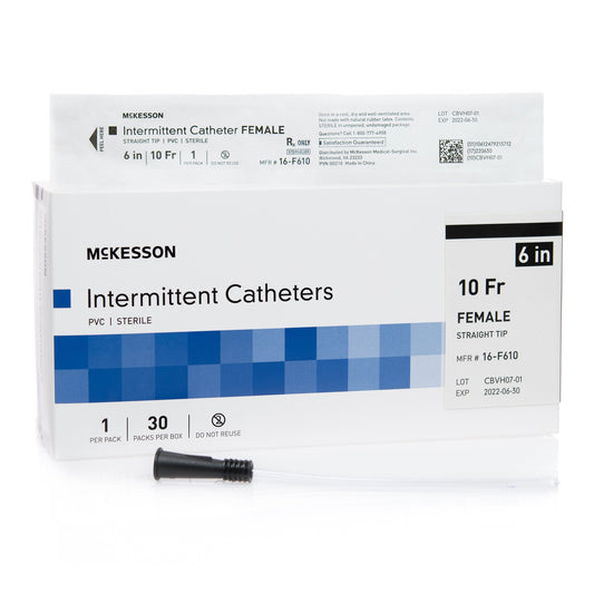 Urethral Catheter McKesson Straight Tip Uncoated PVC 10 Fr. 6 Inch - 16-F610