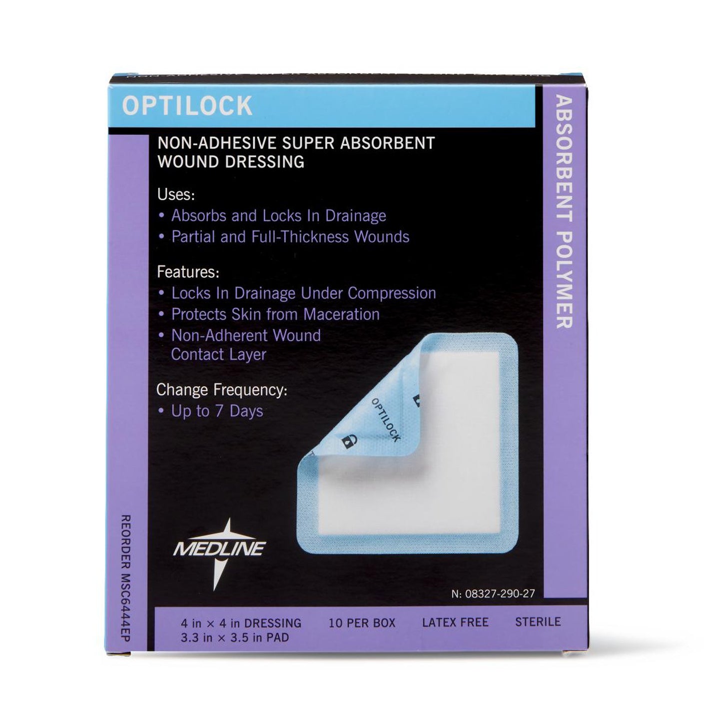Optilock Super Absorbent Dressing, 4 x 4 Inch MSC6444EP