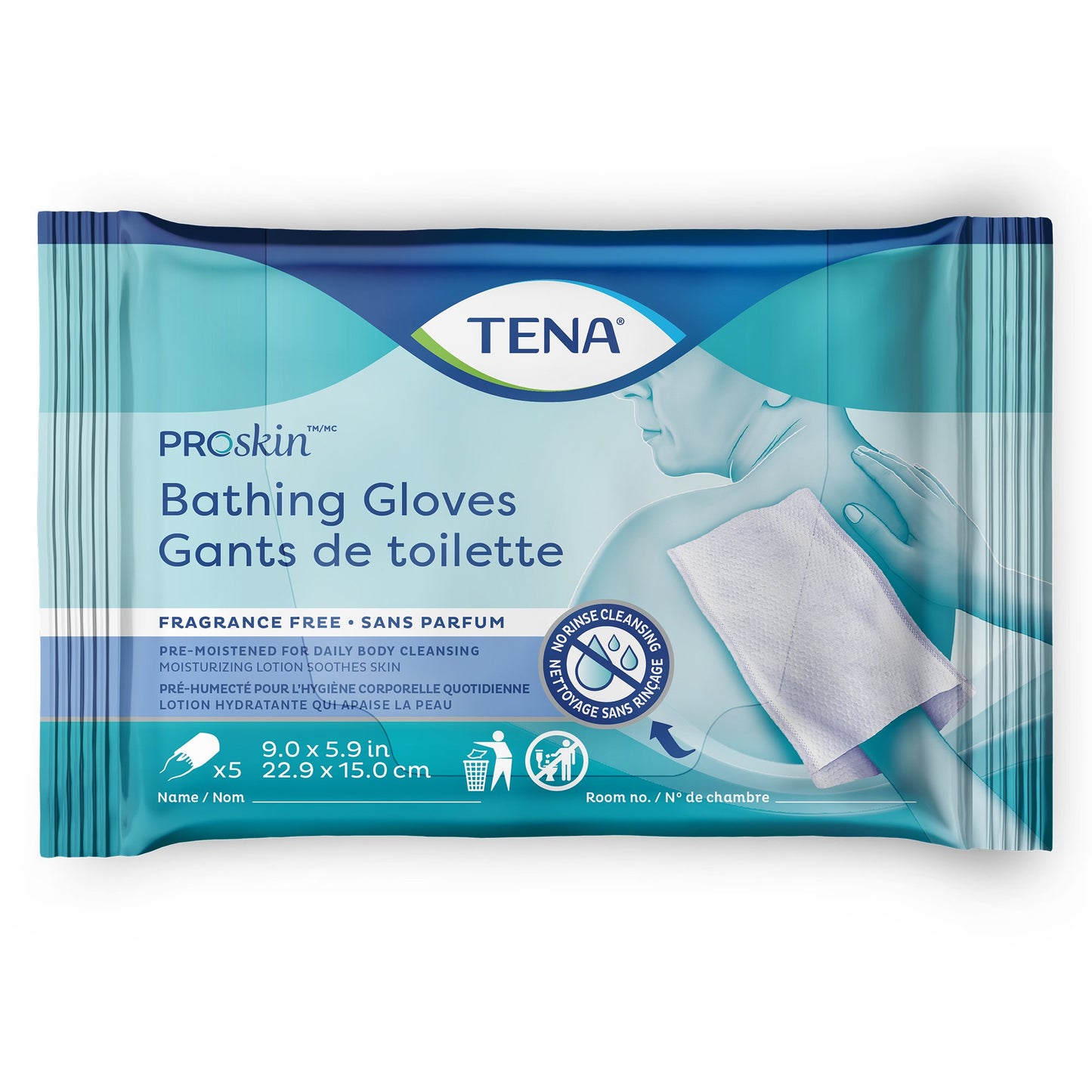 Rinse-Free Bathing Glove Wipe TENA® ProSkin™ Soft Pack Unscented 5 Count - 54367