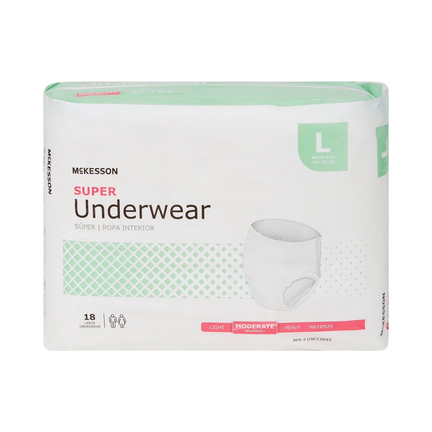 McKesson Super Moderate Absorbency Incontinence Underwear, Large UW33845
