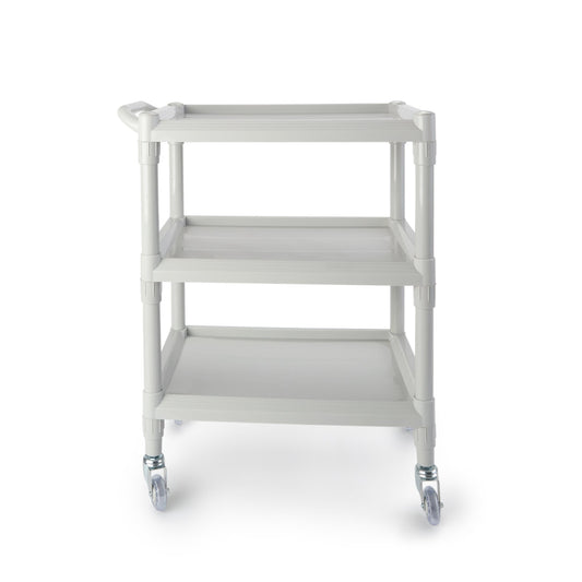 Utility Cart McKesson Plastic 17.5 X 25.25 X 35 Inch Light Gray Shelves Outside: 25-1/4 X 17-1/2 Inch, Shelves Inside Flat Space: 15.88 X 15.67 Inch -