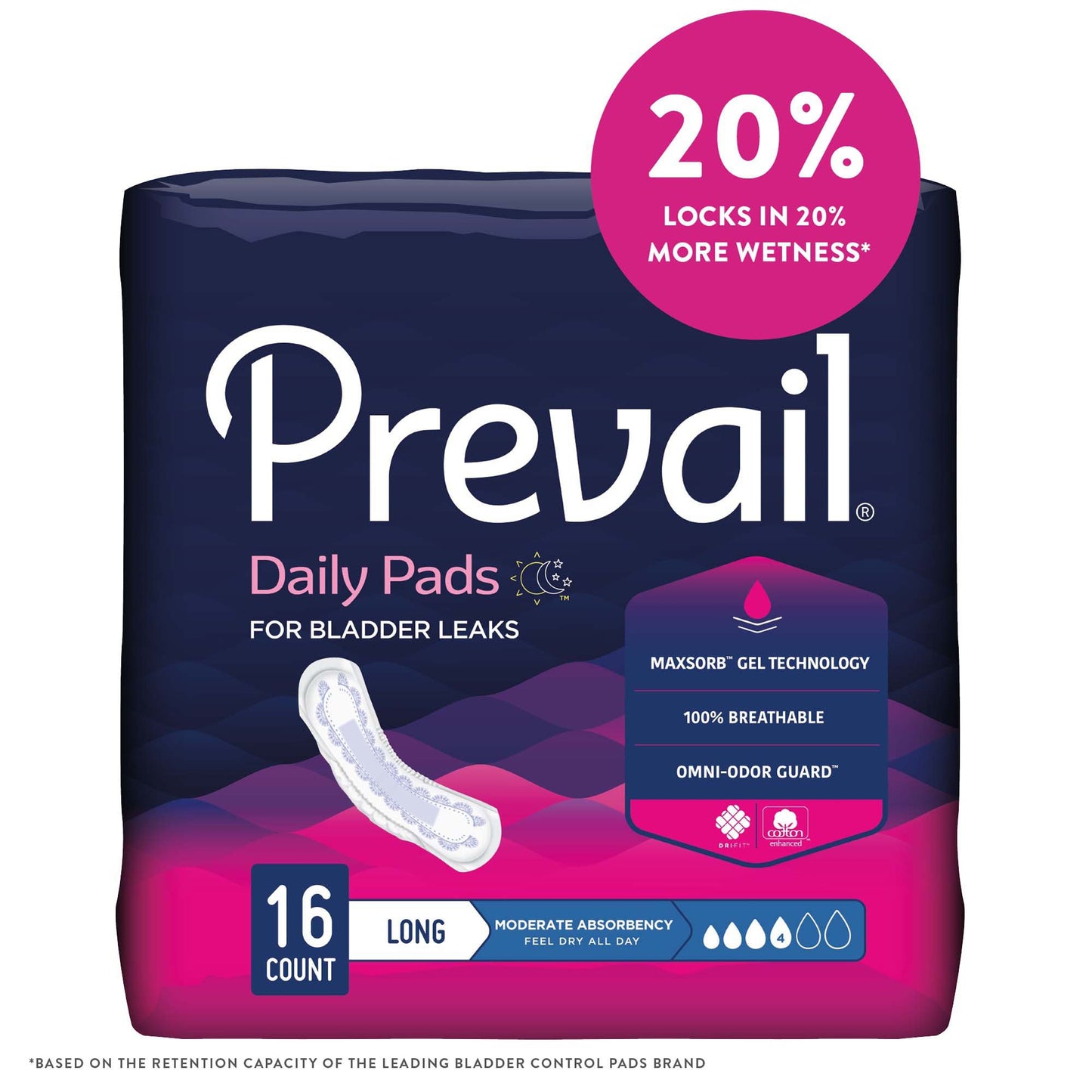 Prevail® Daily Pads Moderate Bladder Control Pad, 11-Inch Length BC-013