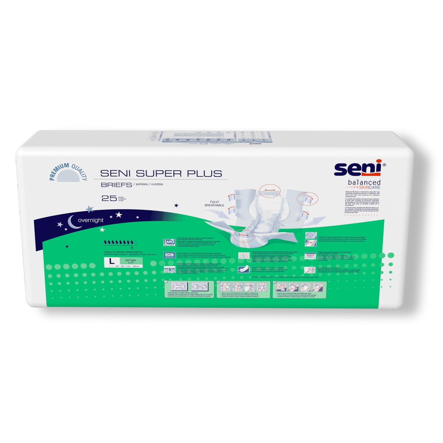 Seni® Super Plus Overnight Heavy to Severe Absorbency Incontinence Brief, Large S-LA25-BP1