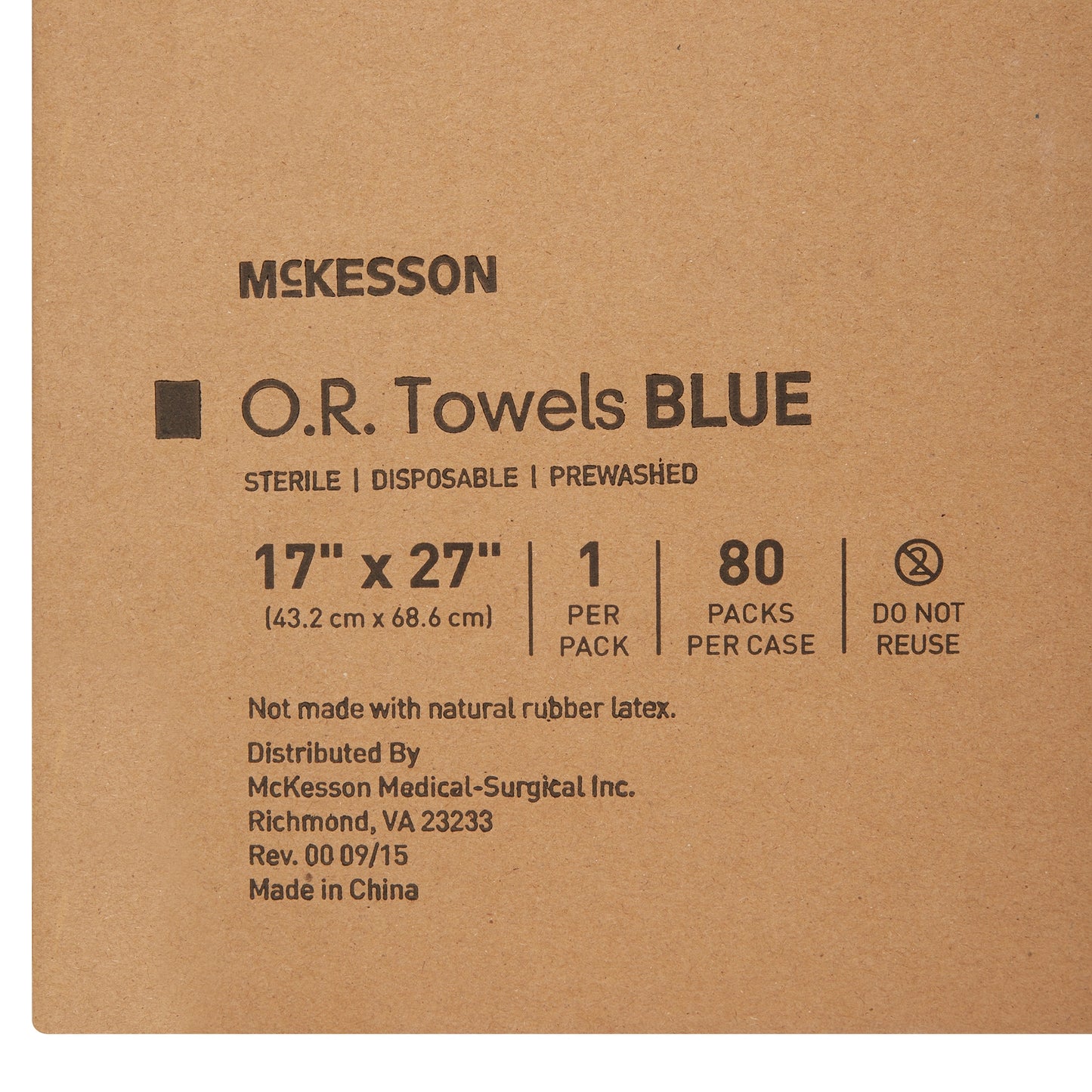 McKesson Sterile Blue O.R. Towel, 17 x 27 Inch 16-6001-B