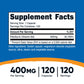 Dietary Supplement nutricost® Vitamin B2 Riboflavin Vitamin B2 400 mg Strength Capsule 120 Per Bottle NTC080101