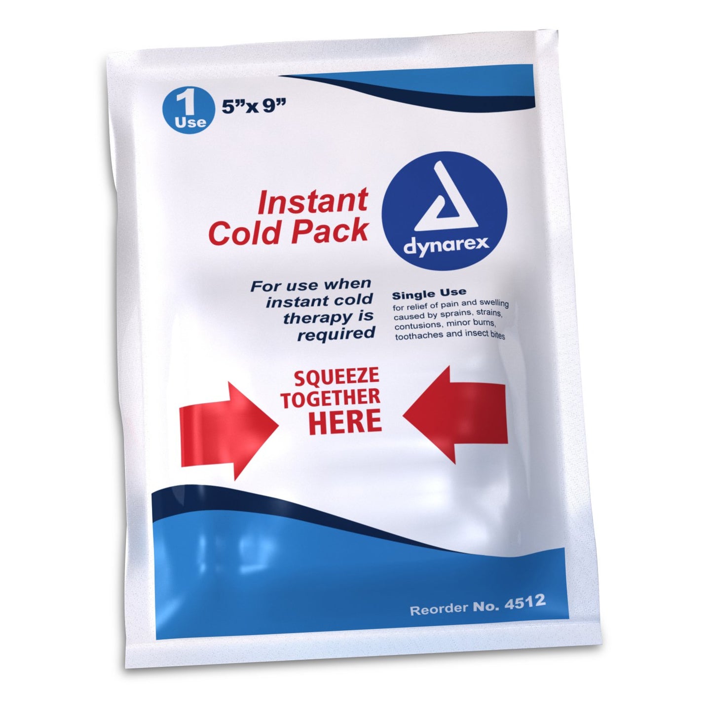 Instant Cold Pack Dynarex® General Purpose One Size Fits Most 5 X 9 Inch Plastic / Calcium Ammonium Nitrate / Water Disposable - 4512