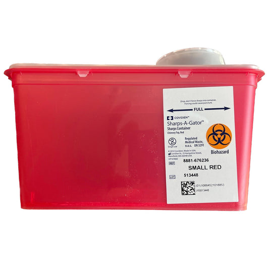 Sharps Container Monoject™ Red Base 7 H X 6-3/4 W X 10-1/2 D Inch Vertical Entry 1 Gallon - 8881676236