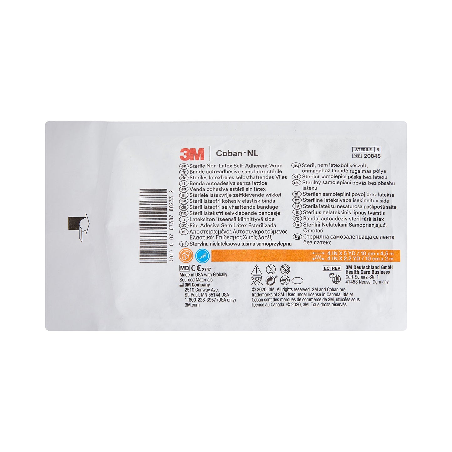 3M™ Coban™ LF Self-adherent Closure Cohesive Bandage, 4 Inch x 5 Yard 2084S