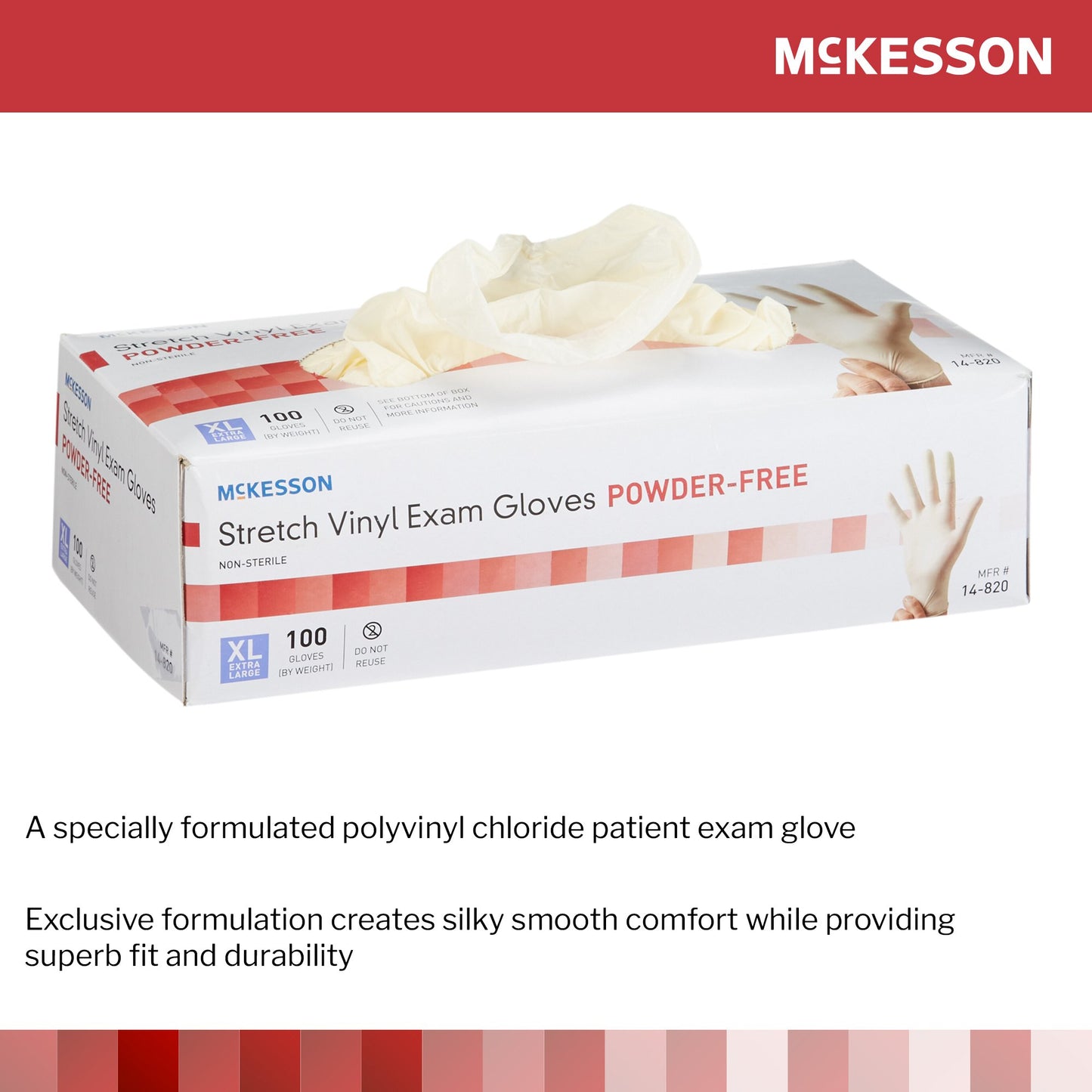 McKesson Stretch Vinyl Exam Glove, Extra Large, Ivory 14-820