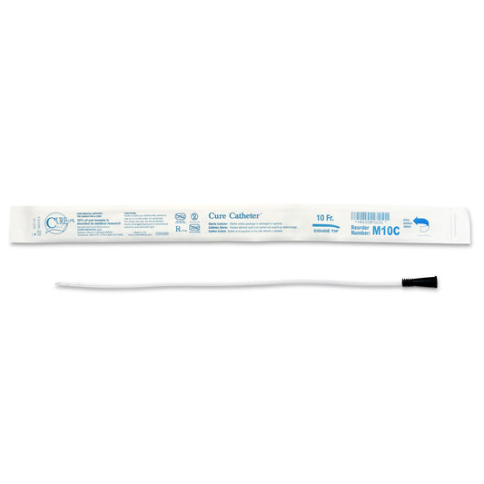Urethral Catheter Cure Catheter® Coude Tip Uncoated PVC 10 Fr. 16 Inch - M10C